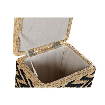 Laundry Basket DKD Home Decor Natural Black Polyester Colonial Fibre (43 x 32 x 50,5 cm)