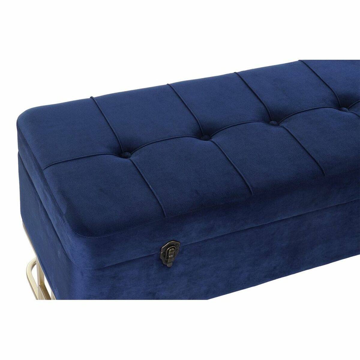 Bench DKD Home Decor Blue Golden Metal Velvet (90 x 40 x 47 cm)