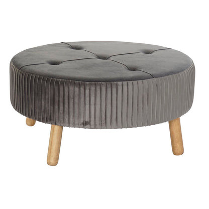 Footrest DKD Home Decor 80 x 80 x 38 cm Scandi Grey Wood Velvet Dark grey