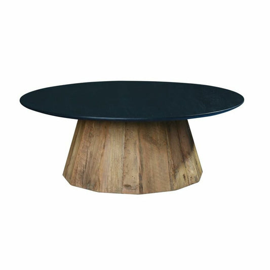 Centre Table DKD Home Decor Black Natural Wood Pinewood Recycled Wood 90 x 90 x 32,5 cm