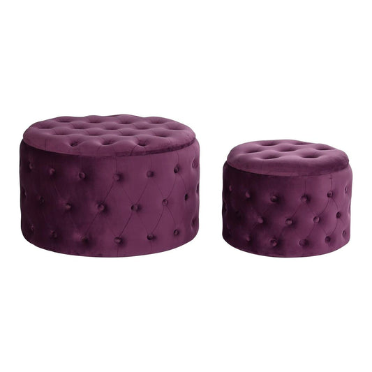 Footrest DKD Home Decor Purple Polyester Burgundy MDF Wood (70 x 70 x 42 cm) DKD Home Decor