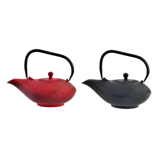 Teapot DKD Home Decor Red Black Cast iron (1000 ml) (2 Units) DKD Home Decor