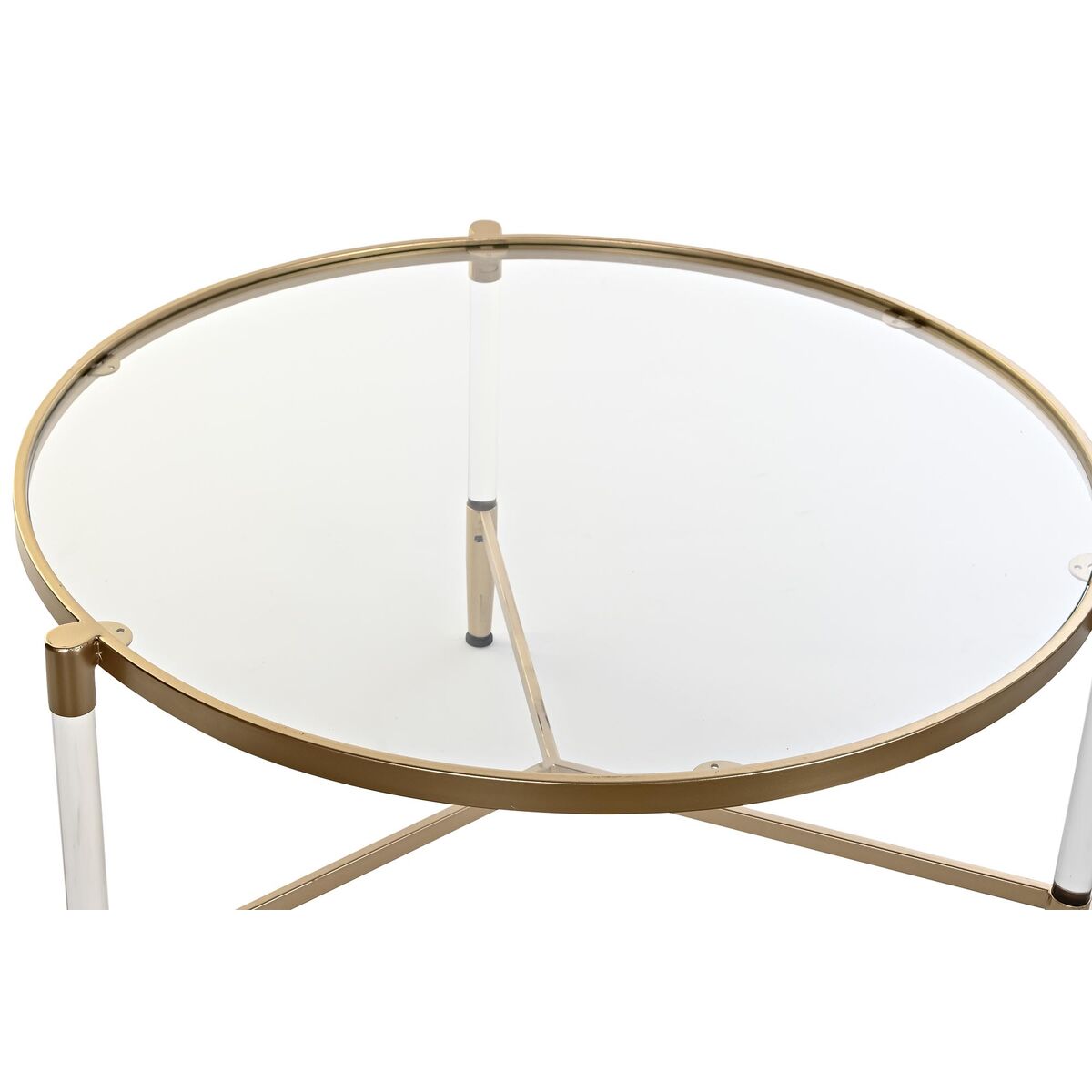 Centre Table DKD Home Decor Glamour Transparent Golden Acrylic Metal 87 x 87 x 50 cm