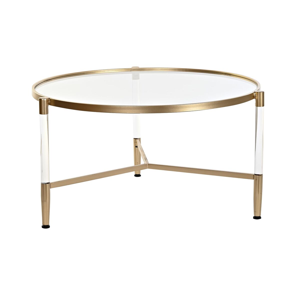 Centre Table DKD Home Decor Glamour Transparent Golden Acrylic Metal 87 x 87 x 50 cm