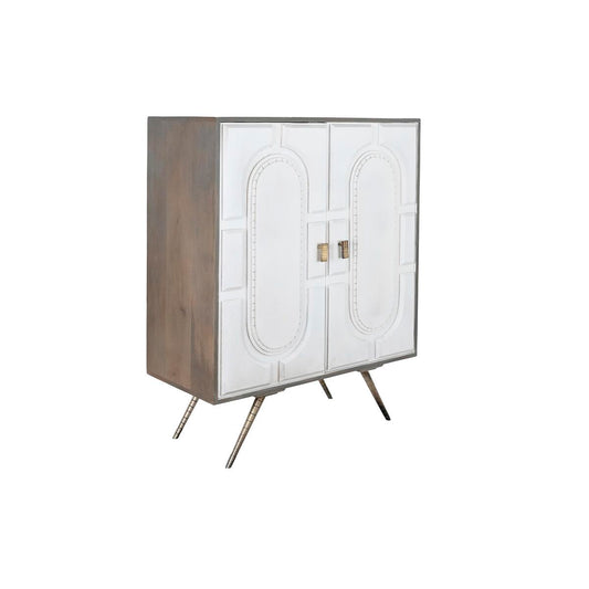 Sideboard DKD Home Decor Grey Golden White Brass Mango wood (93 x 41 x 114 cm) DKD Home Decor