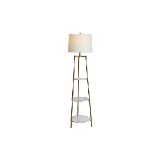 Floor Lamp DKD Home Decor Golden Metal Polyester White 50 W MDF Wood (41 x 41 x 156 cm)