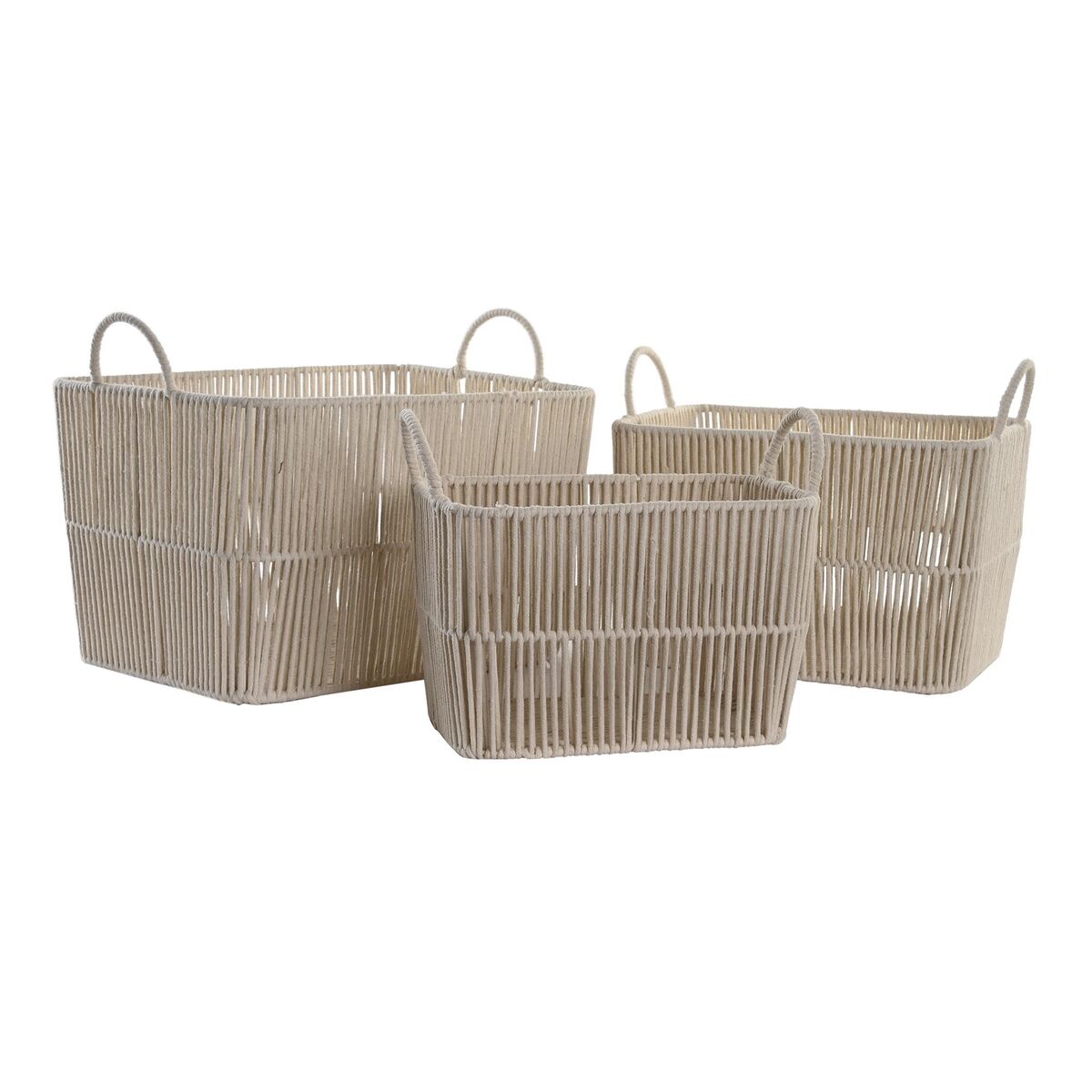 Basket set DKD Home Decor Beige Metal 39 x 29 x 31 cm 3 Pieces