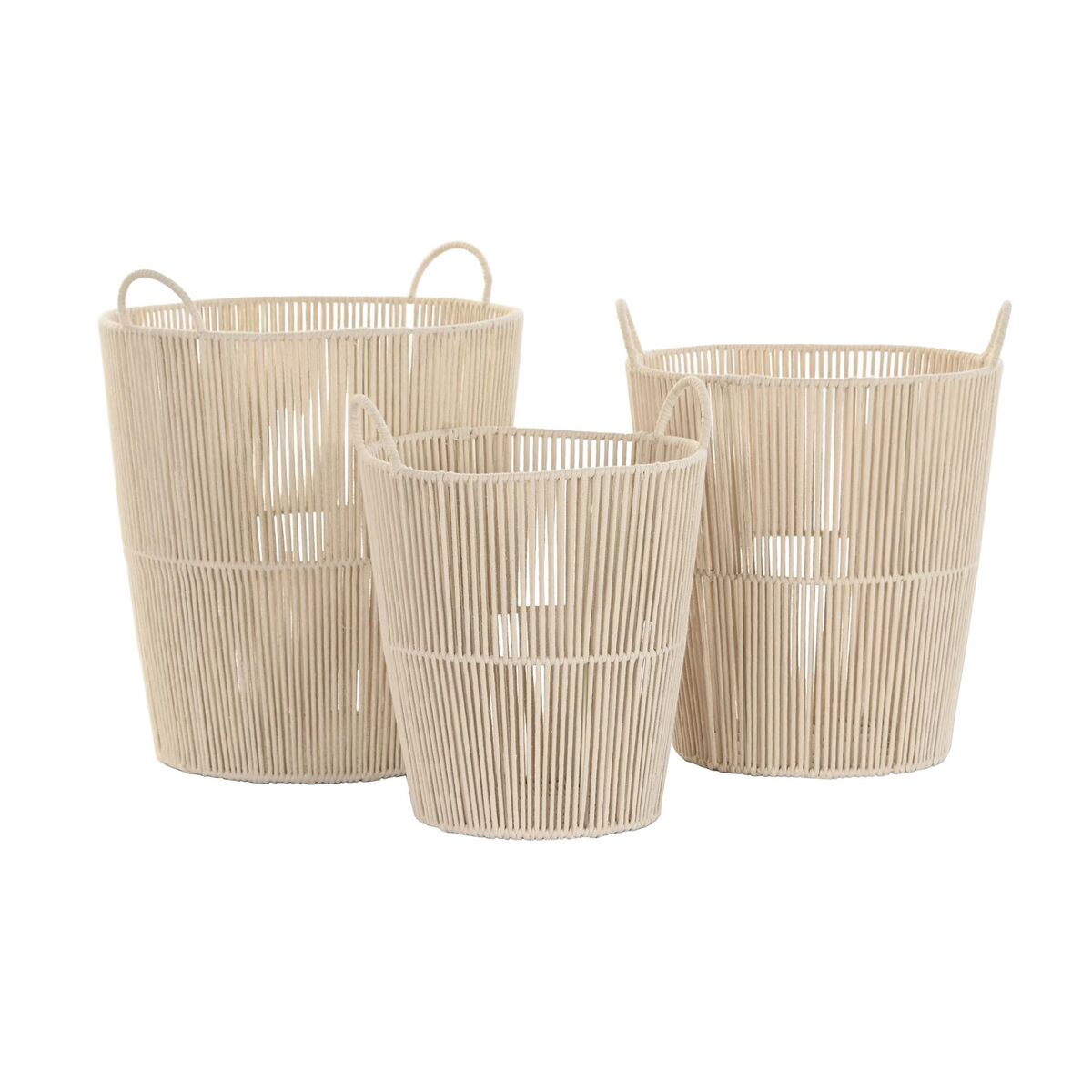 Basket set DKD Home Decor Beige Metal 42 x 42 x 51 cm 3 Pieces