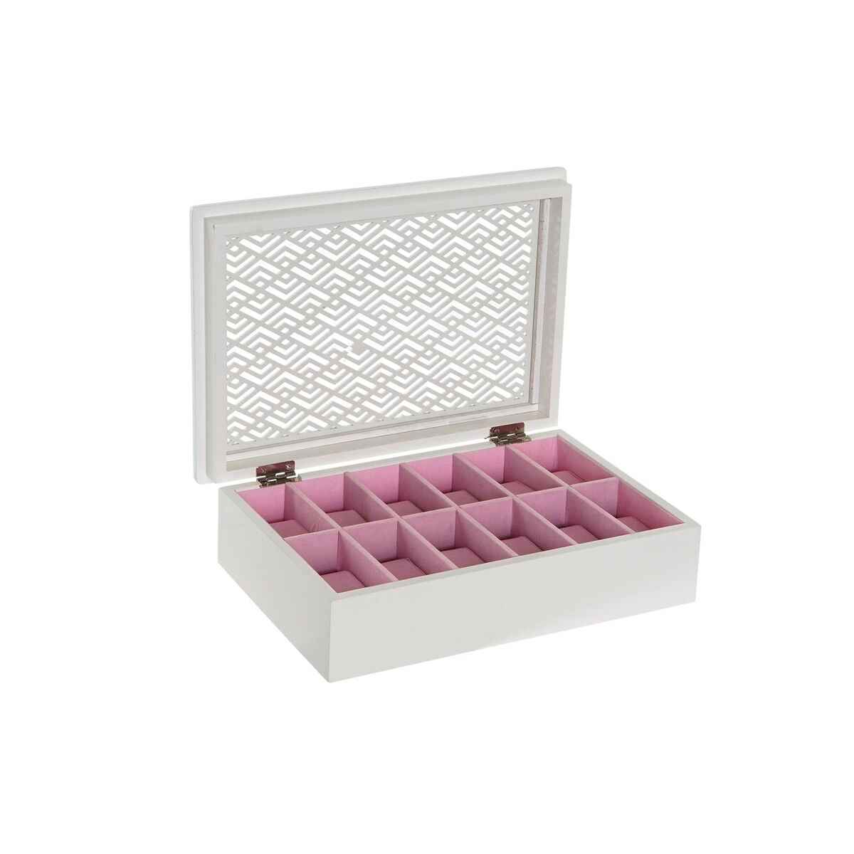 Box for watches DKD Home Decor White Light Pink Crystal MDF Wood 29 x 20 x 9 cm (12 Units) DKD Home Decor