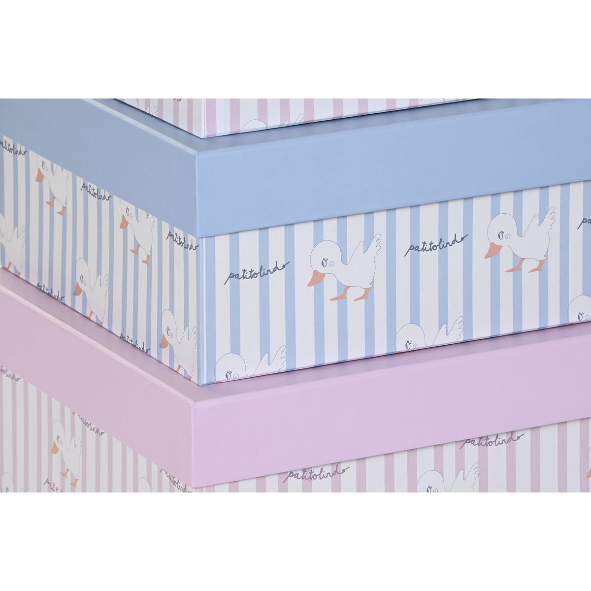 Set of Stackable Organising Boxes DKD Home Decor Blue Pink Cardboard (43,5 x 33,5 x 15,5 cm) DKD Home Decor