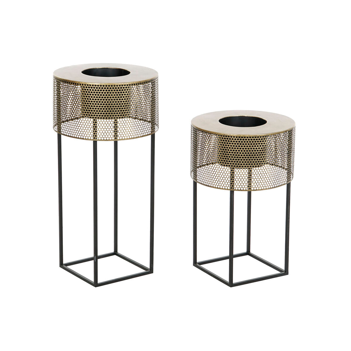 Set of Planters DKD Home Decor 33 x 33 x 67 cm Black Golden Metal Loft