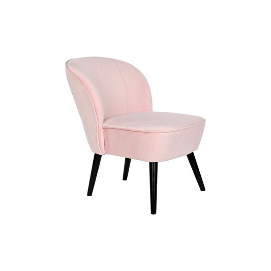 Armchair DKD Home Decor Black Light Pink Wood 60 x 70 x 78 cm DKD Home Decor