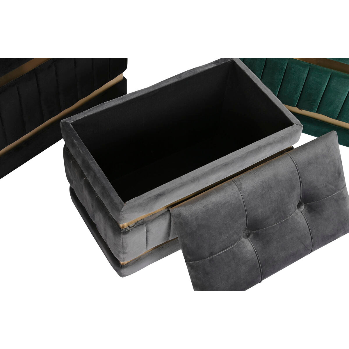 Bench DKD Home Decor Black Golden Green Dark grey MDF Wood 70 x 40 x 43 cm