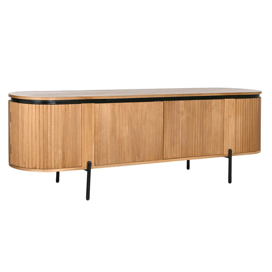 TV furniture Home ESPRIT Black Natural Metal Paolownia wood 180 x 40 x 55 cm