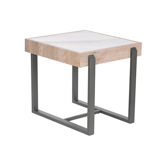 Side table Home ESPRIT White Grey Natural Metal 50 x 50 x 50 cm Home ESPRIT