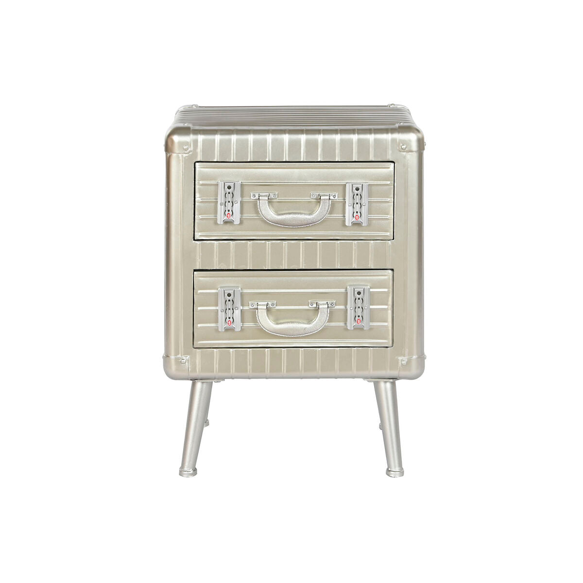 Nightstand Home ESPRIT Silver Metal MDF Wood 46 x 39 x 63 cm