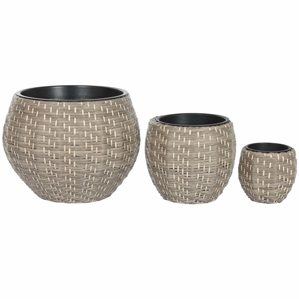 Set of Planters Home ESPRIT Multicolour Rattan Squared