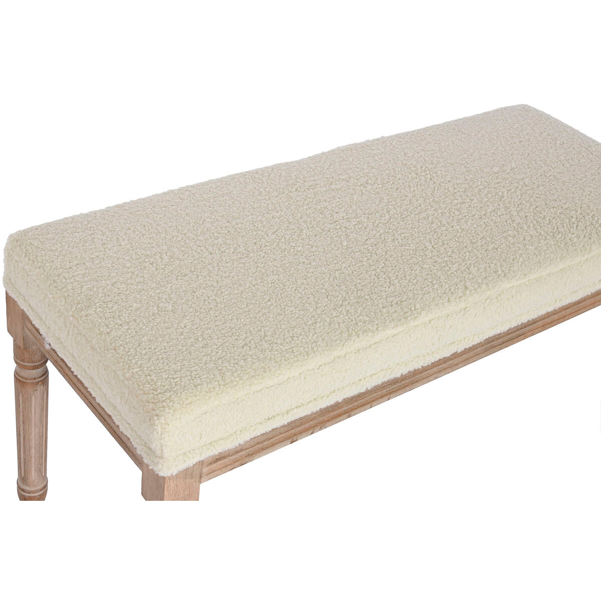 Bench Home ESPRIT White Natural Polyester Rubber wood 100 x 38 x 43 cm