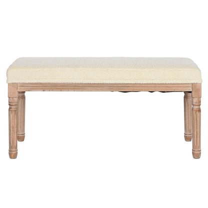 Bench Home ESPRIT White Natural Polyester Rubber wood 100 x 38 x 43 cm