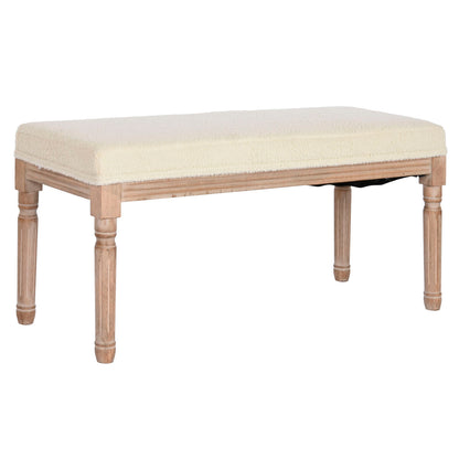 Bench Home ESPRIT White Natural Polyester Rubber wood 100 x 38 x 43 cm