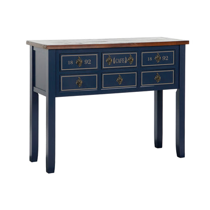 Console Home ESPRIT Brown Navy Blue Paolownia wood 103 x 35 x 80 cm