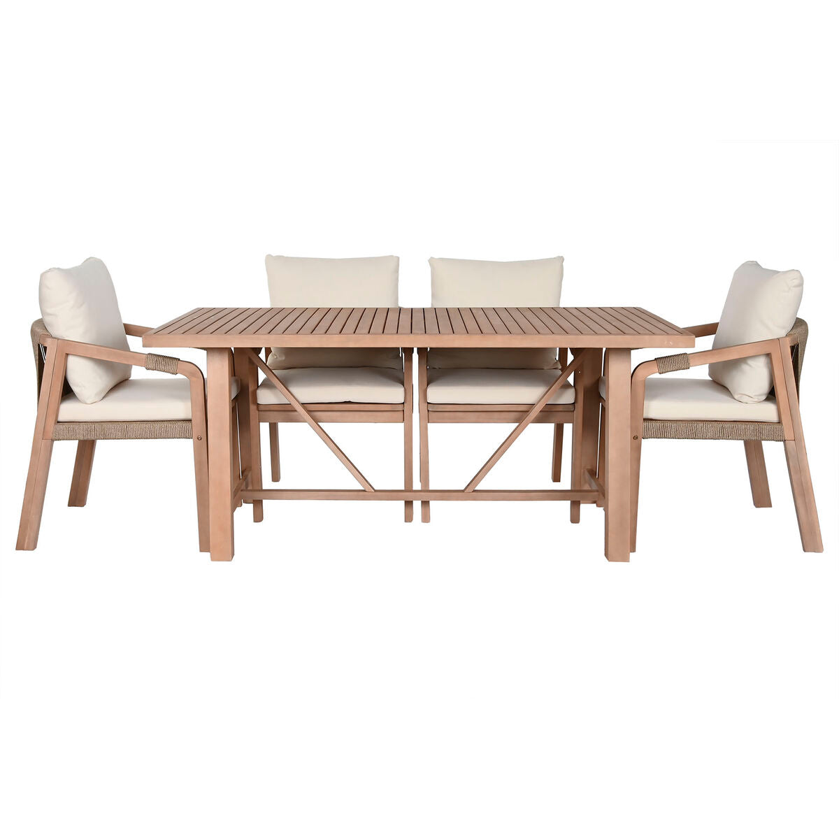 Table set with 6 chairs Home ESPRIT Brown Beige Acacia 170 x 90 x 75 cm