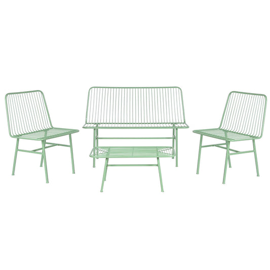 Table Set with 3 Armchairs Home ESPRIT Mint Metal 115 x 53 x 83 cm Home ESPRIT