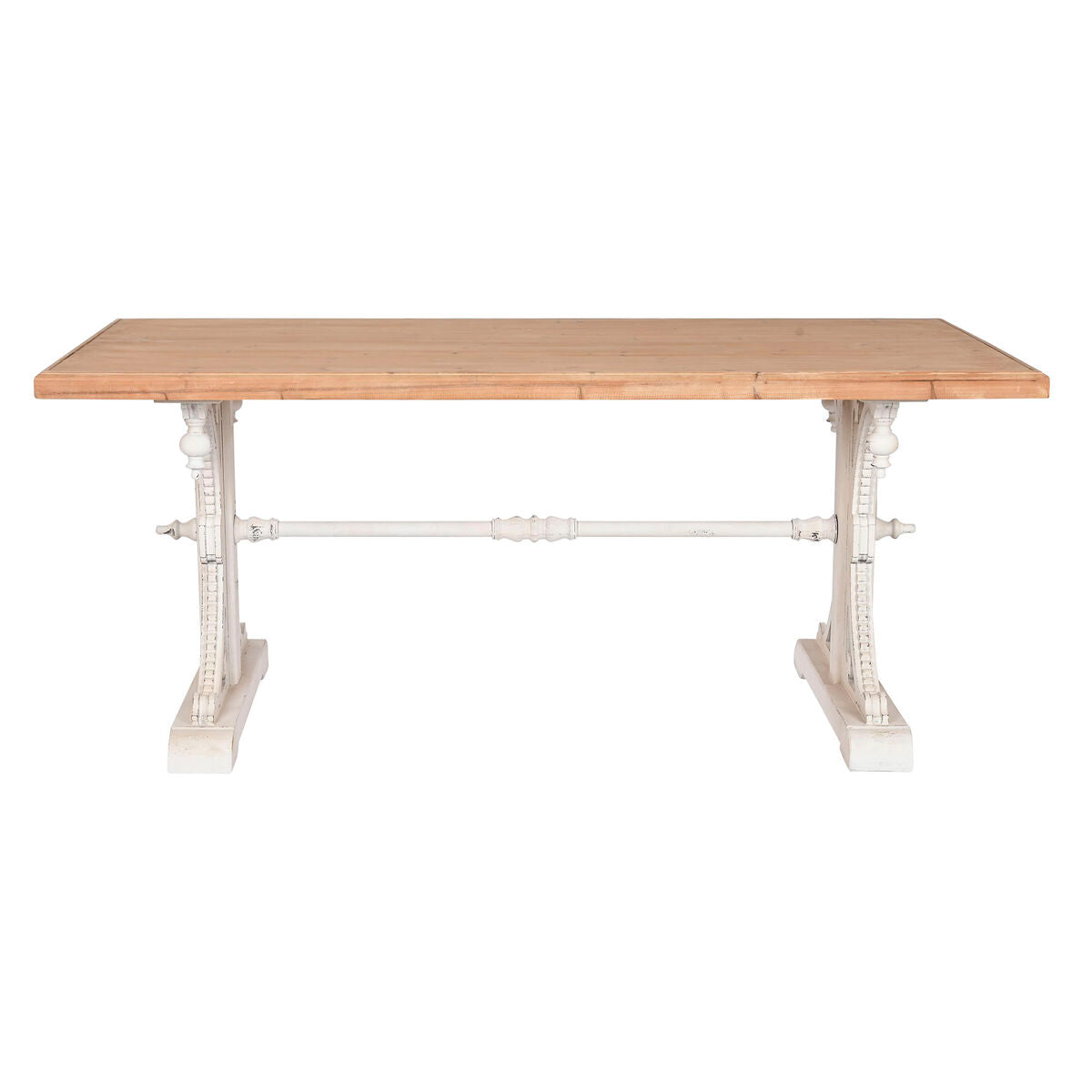 Dining Table Home ESPRIT White Natural Fir MDF Wood 180 x 90 x 76 cm