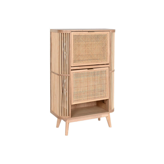 Shoe Rack Home ESPRIT Golden Natural Rattan Fir wood Tropical 70 x 29 x 115 cm