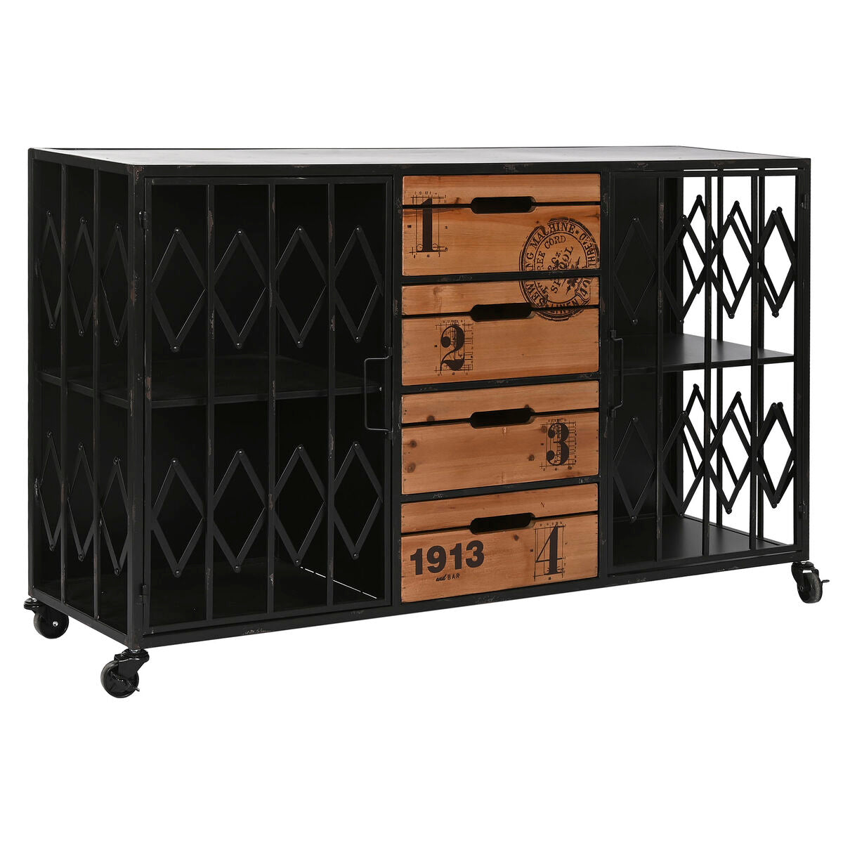 Chest of drawers Home ESPRIT Brown Black Metal Fir Loft 122,5 x 32,5 x 74 cm