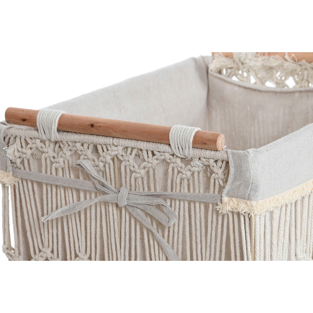 Laundry basket Home ESPRIT White Natural Metal Shabby Chic 42 x 32 x 51 cm 5 Pieces