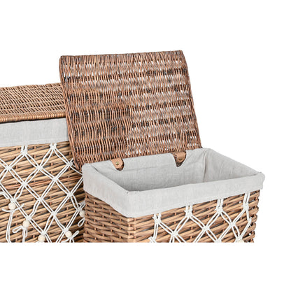 Laundry basket Home ESPRIT White Natural wicker Shabby Chic 47 x 35 x 55 cm 5 Pieces