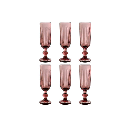 Set of cups Home ESPRIT Pink Crystal 6 x 6 x 18,4 cm (6 Units)