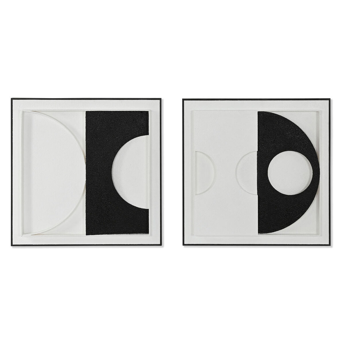 Painting Home ESPRIT White Black Abstract Modern 60 x 6,5 x 60 cm (2 Units)