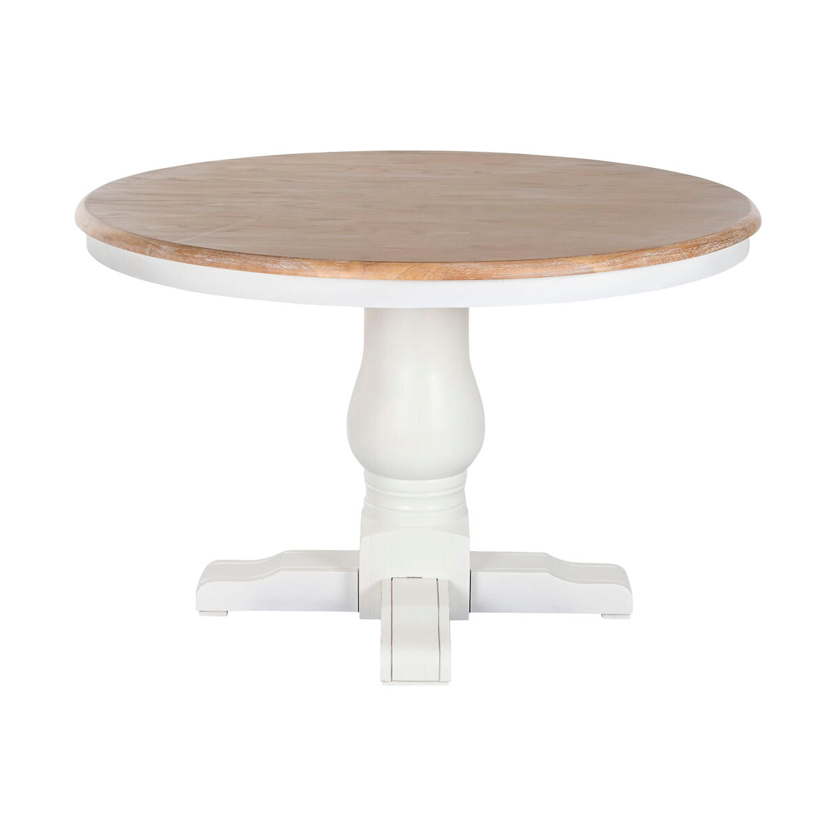 Dining Table Home ESPRIT White Natural Elm wood 120 x 120 x 76 cm