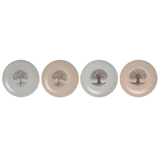 Flat Plate Home ESPRIT White Beige Stoneware Traditional 20 x 20 x 2,5 cm