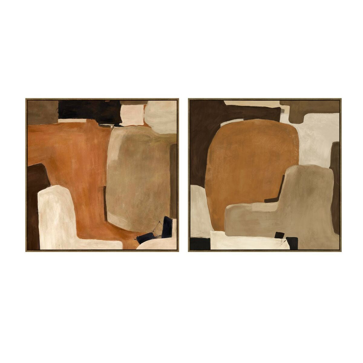 Painting Home ESPRIT Brown Beige Abstract Urban 100 x 4 x 100 cm (2 Units) Home ESPRIT