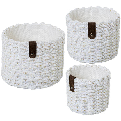 Set of Baskets Alexandra House Living 03818 White wicker Rattan Natural Fibre (3 Units)