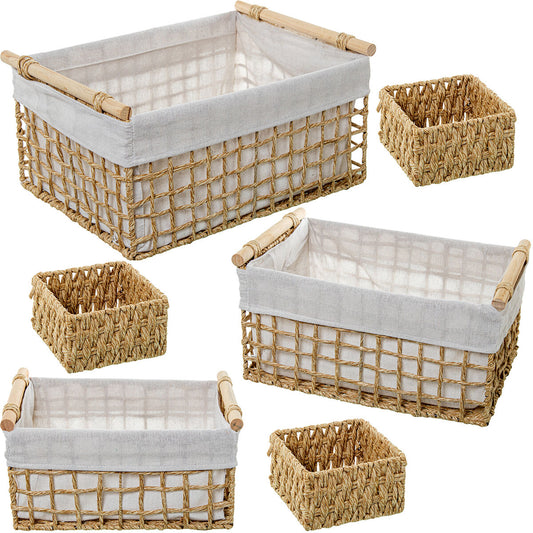 Set of Baskets Alexandra House Living 03850 Brown Wood wicker Rattan (6 Units) Alexandra House Living