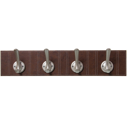 Wall mounted coat hanger Alexandra House Living Brown Leather 60 x 9 x 12 cm