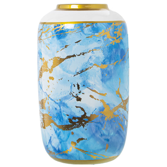 Vase Alexandra House Living Blue White Golden Ceramic 18 x 18 x 30 cm