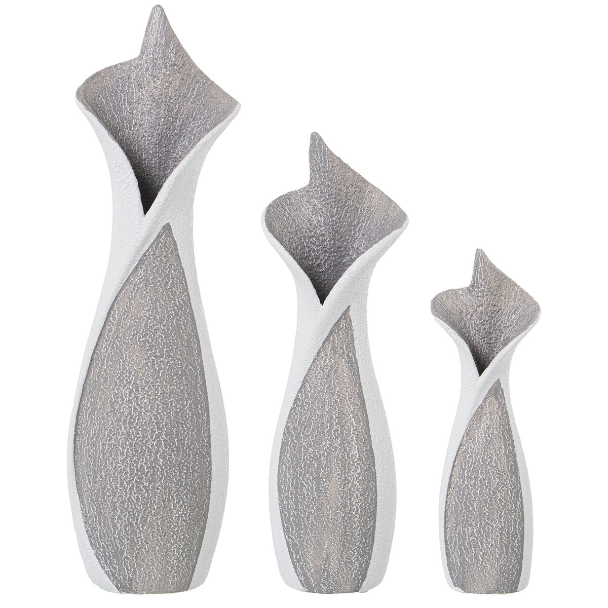 Set of 3 Vases Alexandra House Living White Grey Ceramic 14 x 27 x 42 cm (3 Pieces)