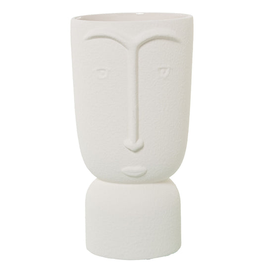 Vase Alexandra House Living Ecru Ceramic Face 16 x 16 x 27 cm