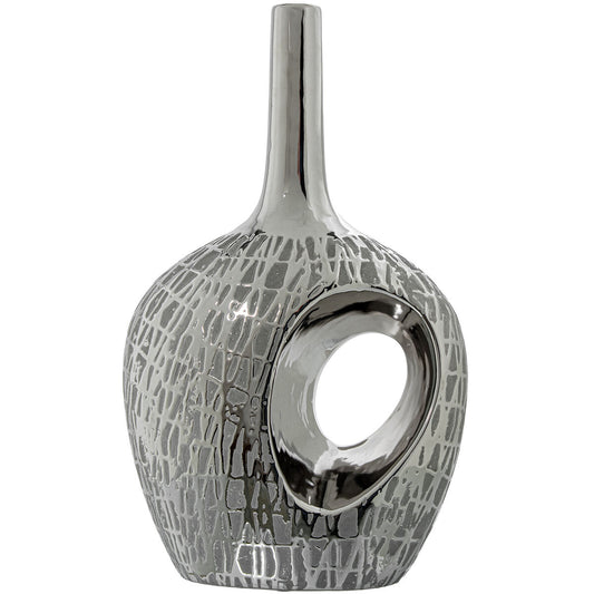 Vase Alexandra House Living Silver Ceramic 12 x 21 x 33 cm Alexandra House Living