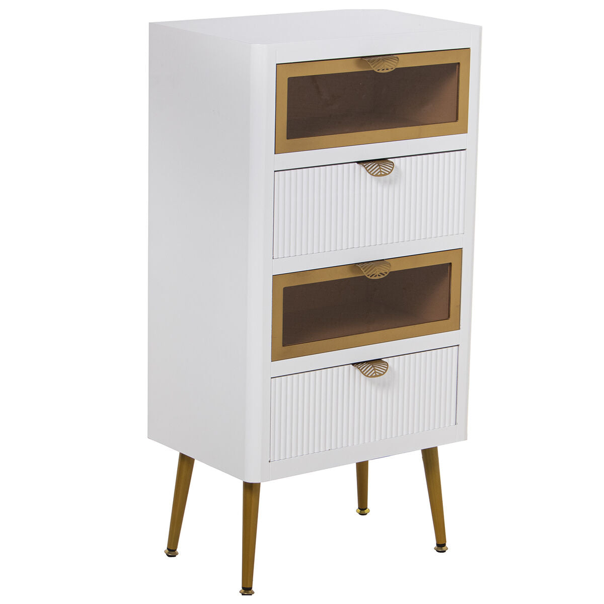 Chest of drawers Alexandra House Living White Brown Golden Wood 45 x 88 x 30 cm