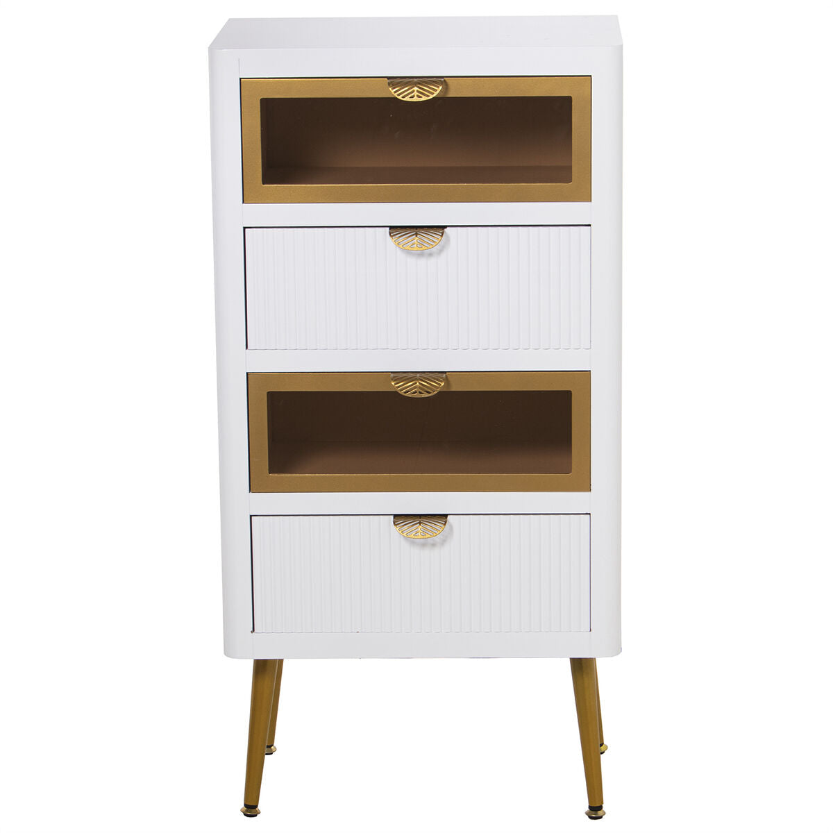 Chest of drawers Alexandra House Living White Brown Golden Wood 45 x 88 x 30 cm