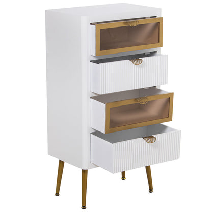 Chest of drawers Alexandra House Living White Brown Golden Wood 45 x 88 x 30 cm