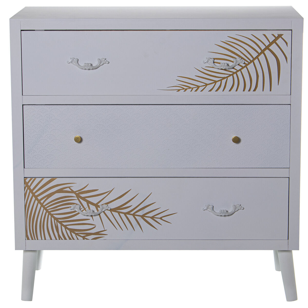 Chest of drawers Alexandra House Living White Golden Wood 80 x 80 x 40 cm