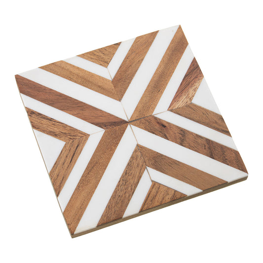 Coasters Alexandra House Living White Brown Plastic 10 x 1 x 10 cm 4 Pieces Alexandra House Living