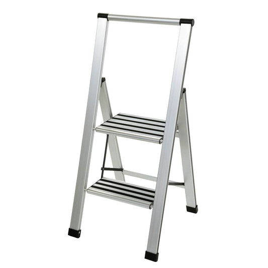 2-step folding ladder Alexandra House Living Grey Aluminium 44 x 94 x 51 cm